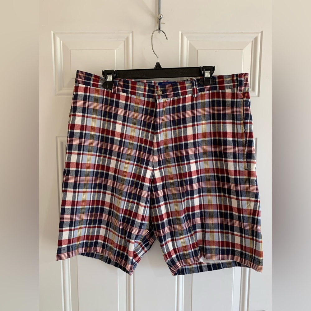 Pendleton Shorts Mens 36‎ Blue Red Plaid Classic Pockets Adult Cotton Flat Front